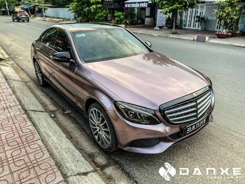 Quy trình Dán decal đổi màu xe Mercedes C250 hồng xám